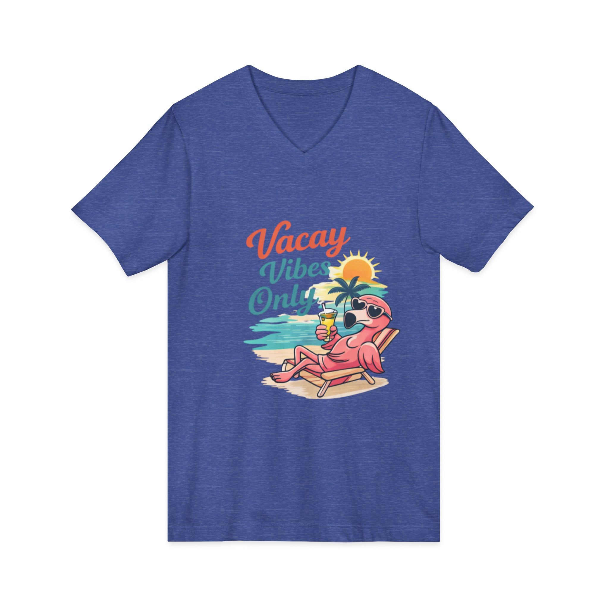 Vacay Vibes Only V‑Neck Tee — Beach Vacation Graphic T-Shirt