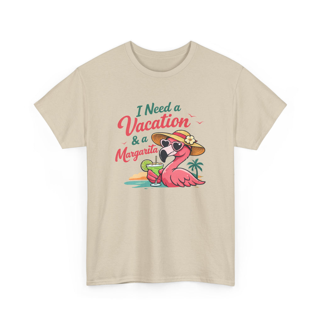 Vacation Margarita T-Shirt — "I Need a Vacation & a Margarita" Flamingo Tee