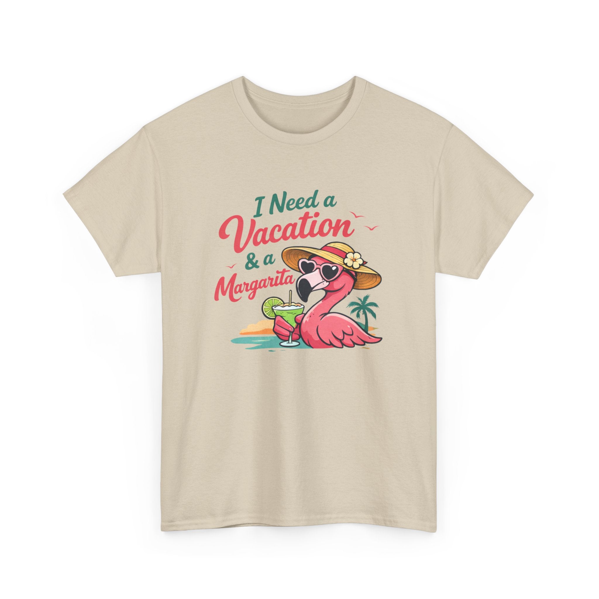 Vacation Margarita T-Shirt — "I Need a Vacation & a Margarita" Flamingo Tee