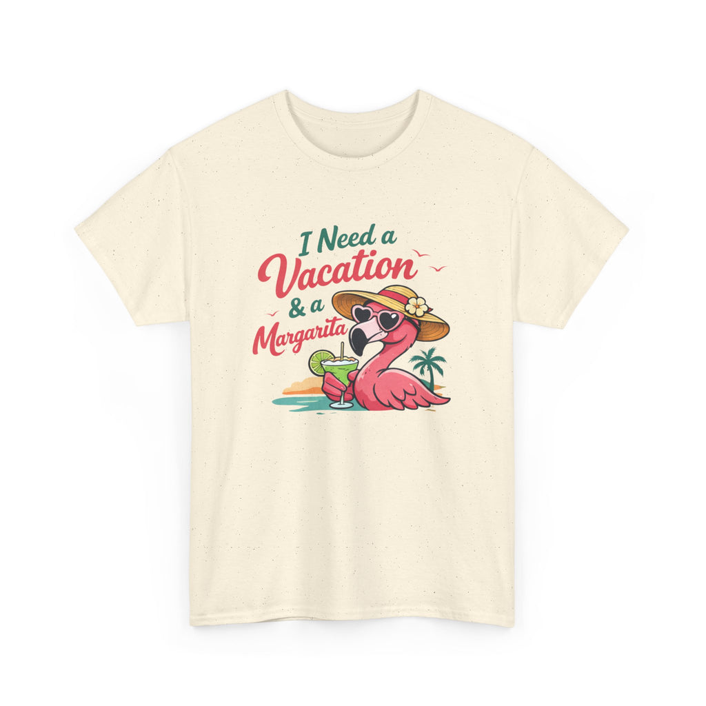 Vacation Margarita T-Shirt — "I Need a Vacation & a Margarita" Flamingo Tee