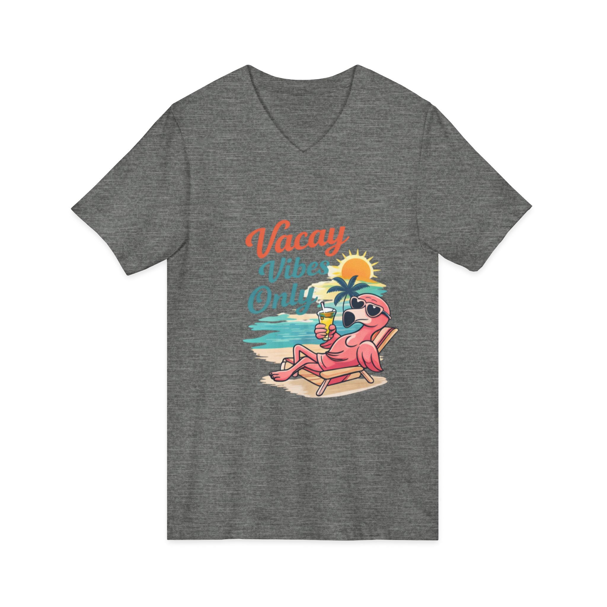 Vacay Vibes Only V‑Neck Tee — Beach Vacation Graphic T-Shirt