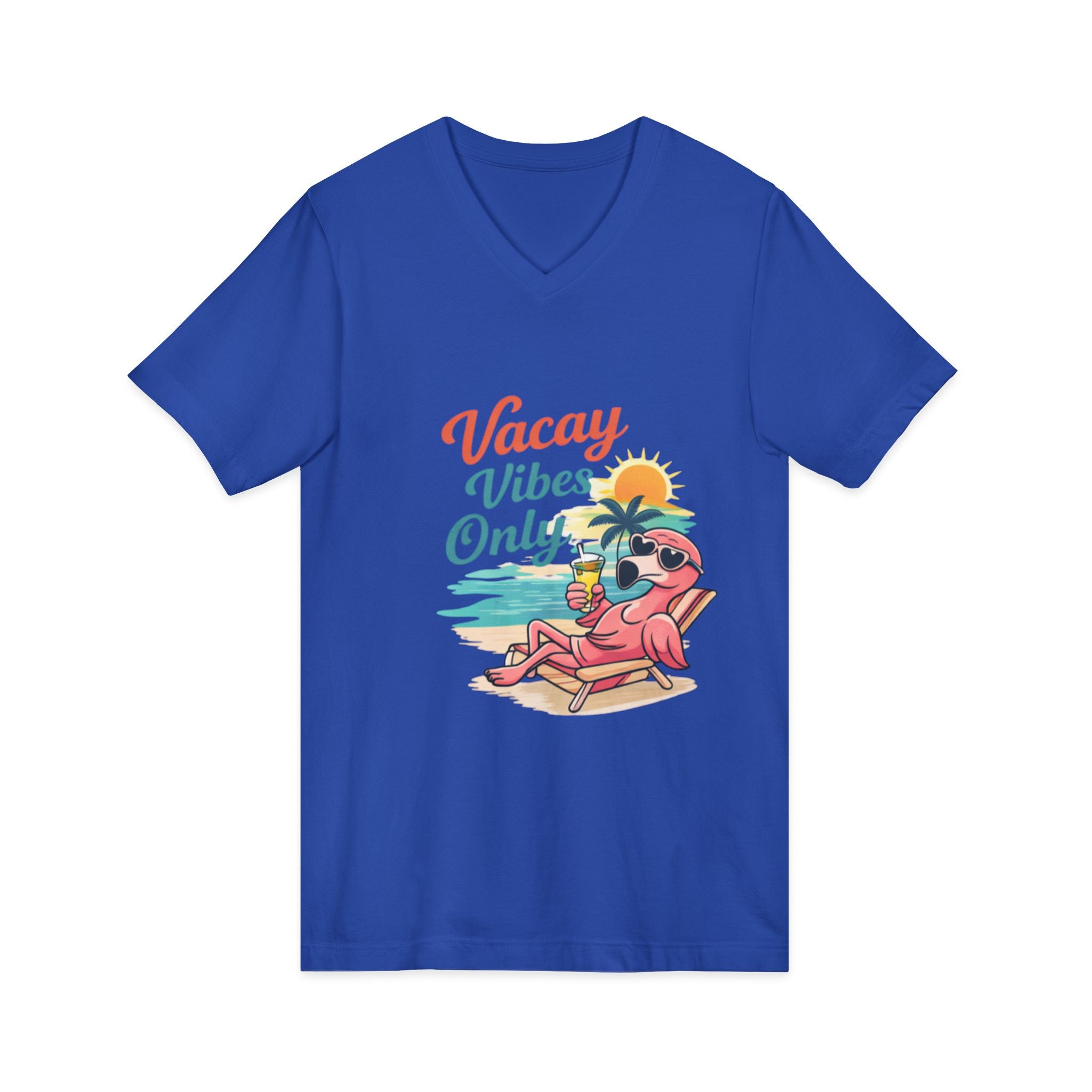 Vacay Vibes Only V‑Neck Tee — Beach Vacation Graphic T-Shirt