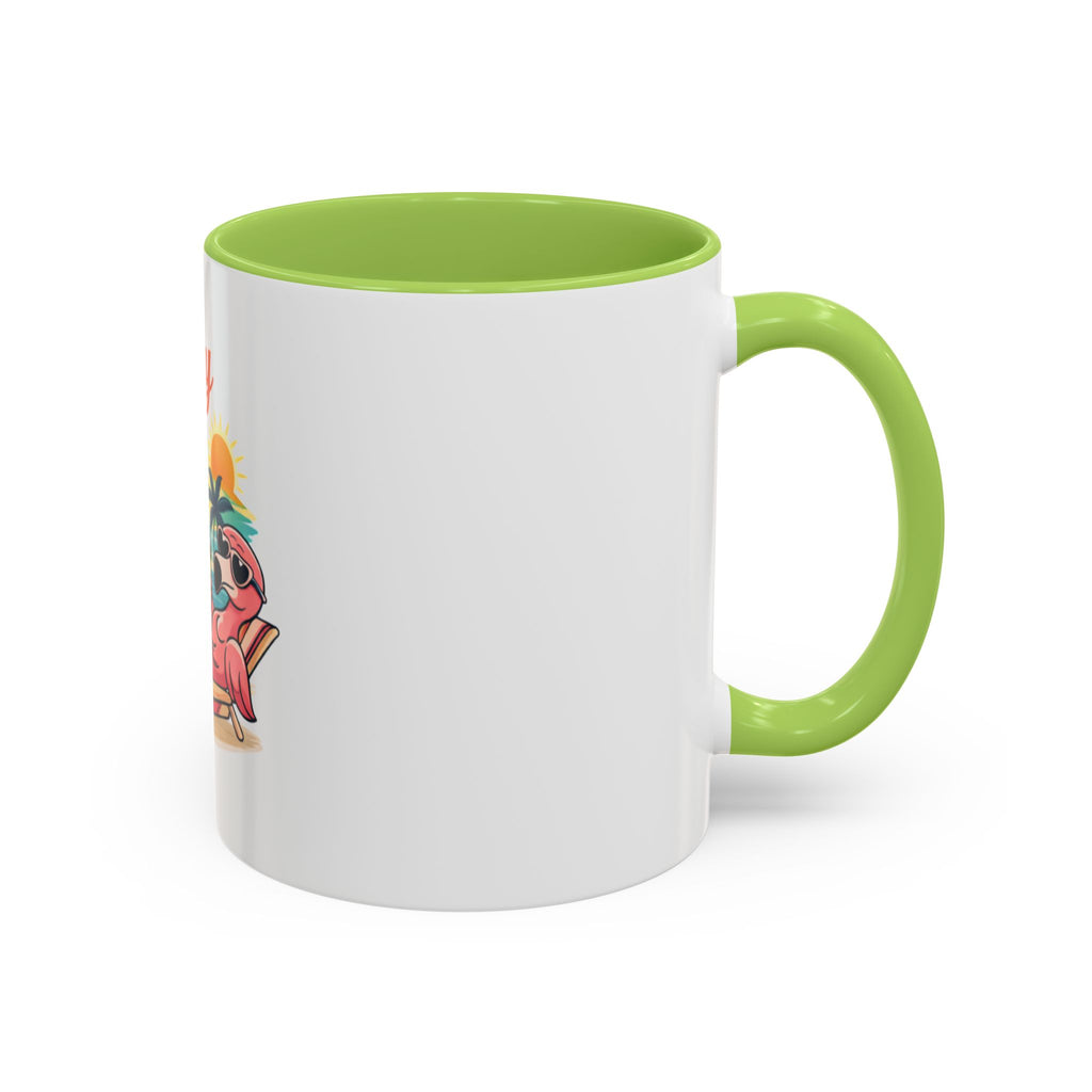 Vacay Vibes Only Accent Coffee Mug — Tropical Flamingo Beach Coffee Cup