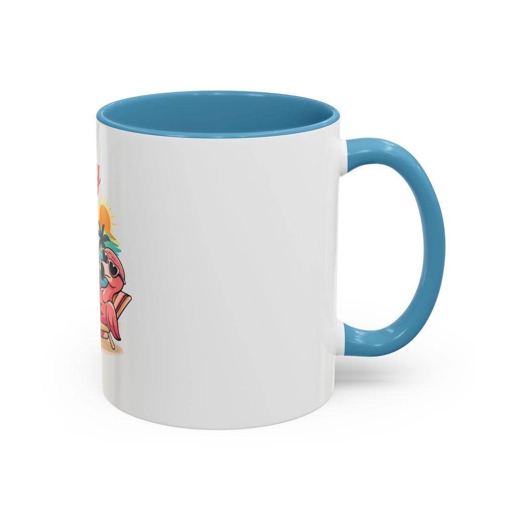Vacay Vibes Only Accent Coffee Mug — Tropical Flamingo Beach Coffee Cup