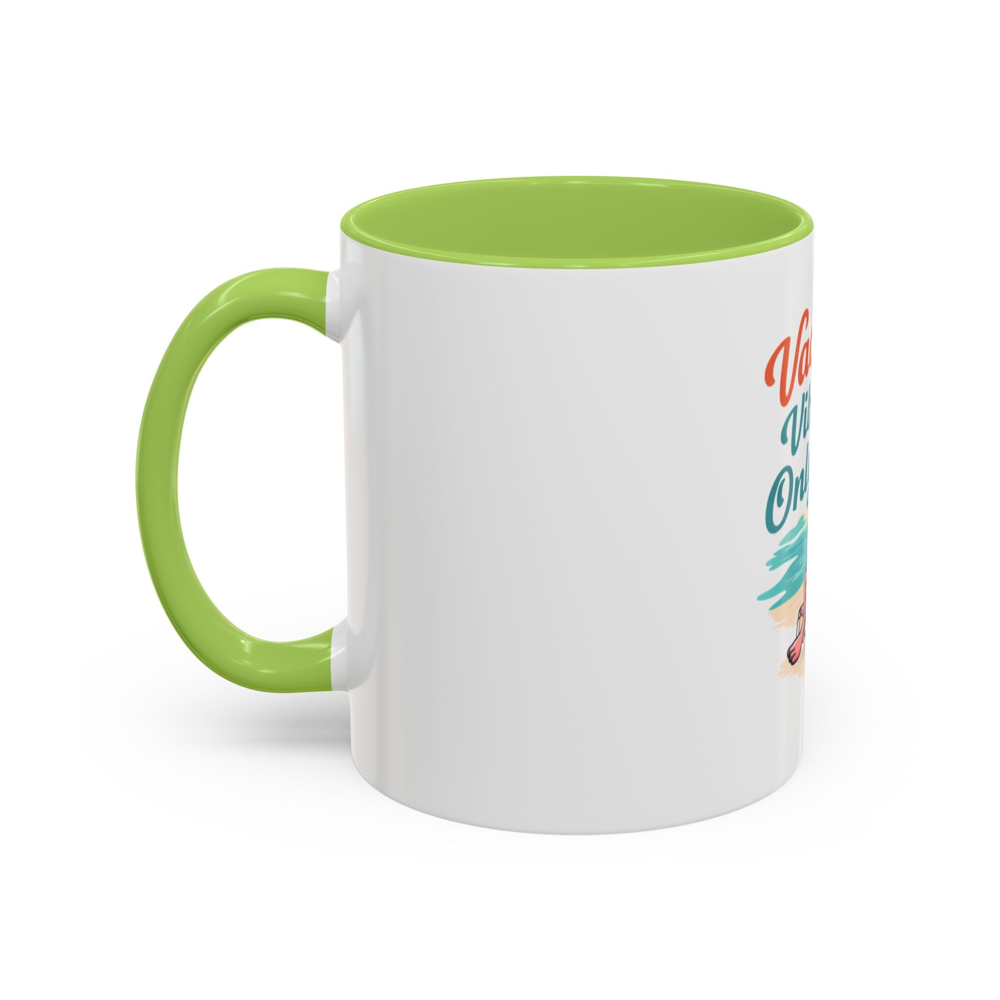 Vacay Vibes Only Accent Coffee Mug — Tropical Flamingo Beach Coffee Cup