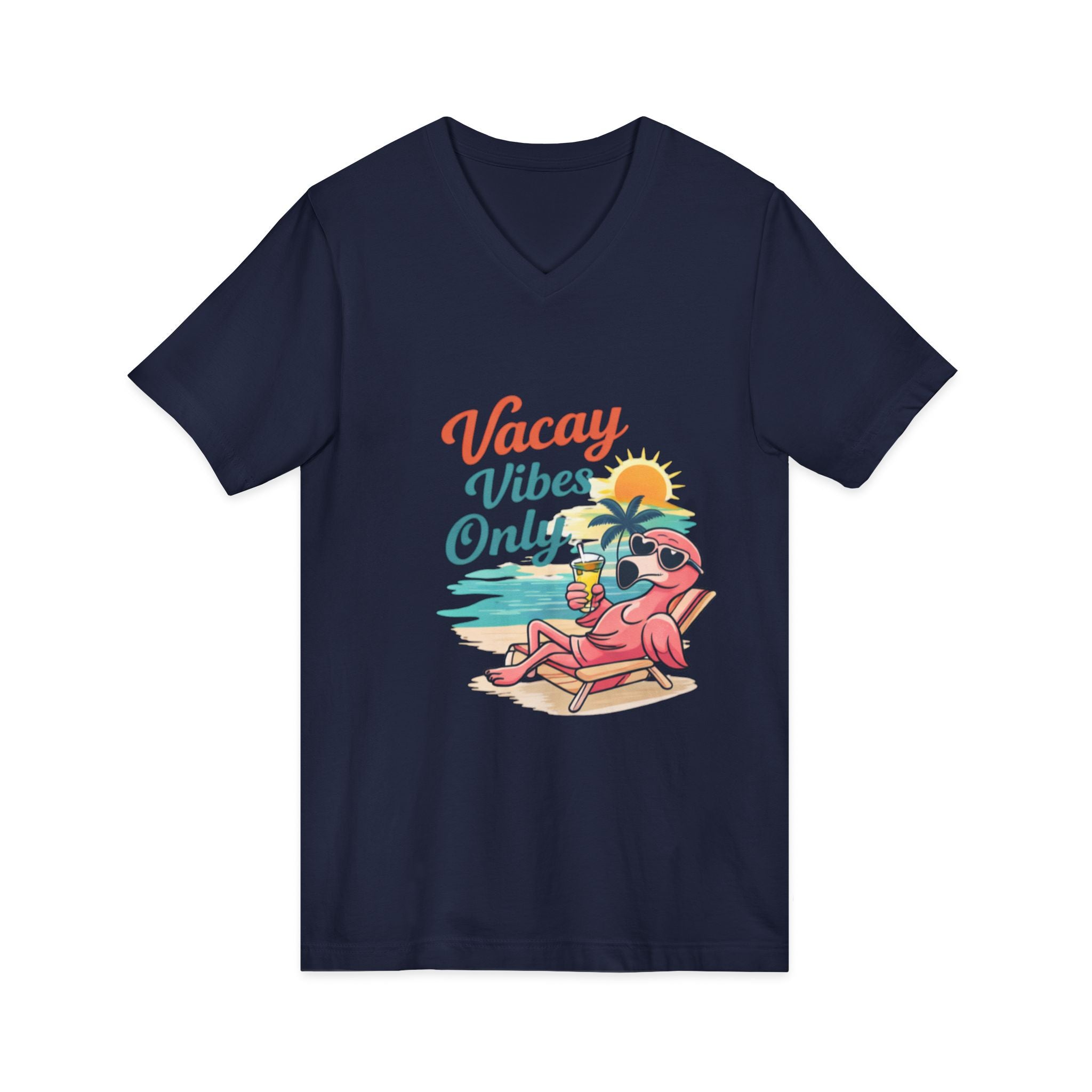 Vacay Vibes Only V‑Neck Tee — Beach Vacation Graphic T-Shirt
