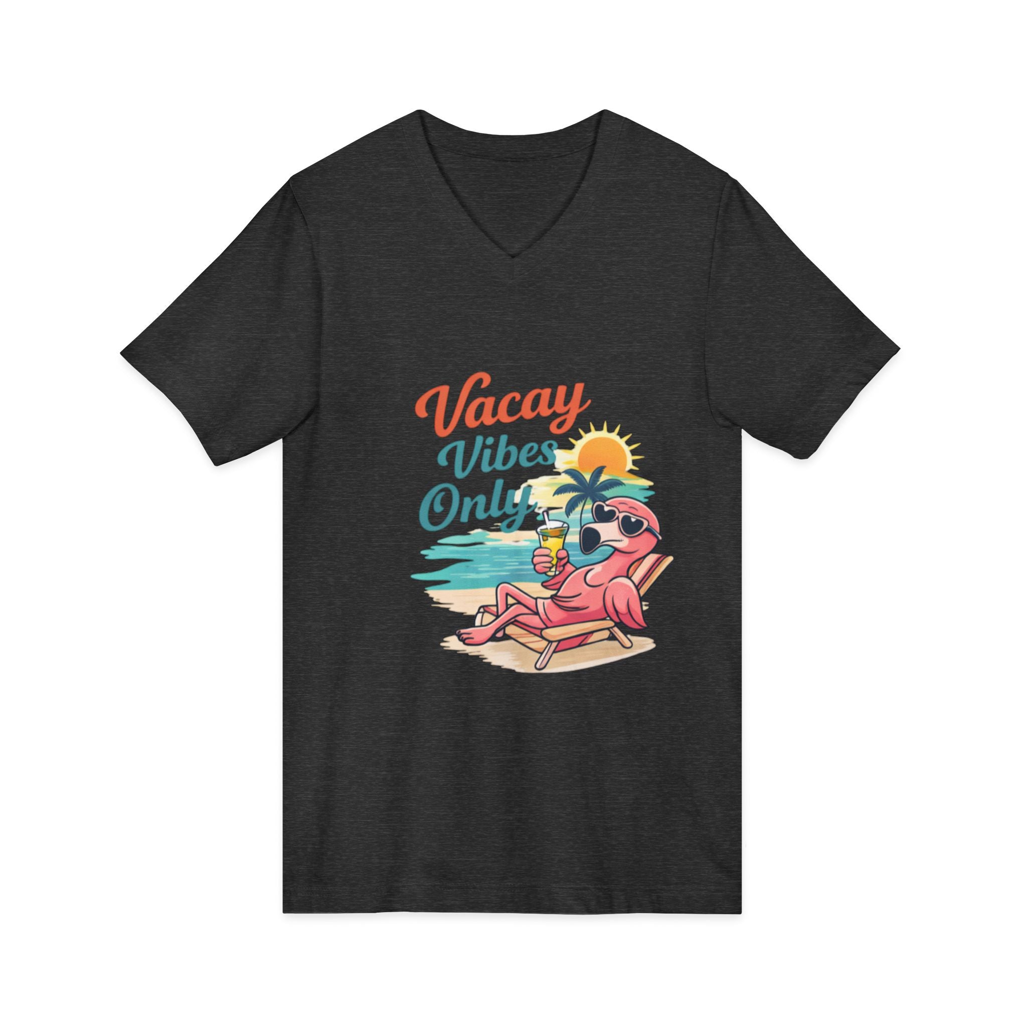 Vacay Vibes Only V‑Neck Tee — Beach Vacation Graphic T-Shirt