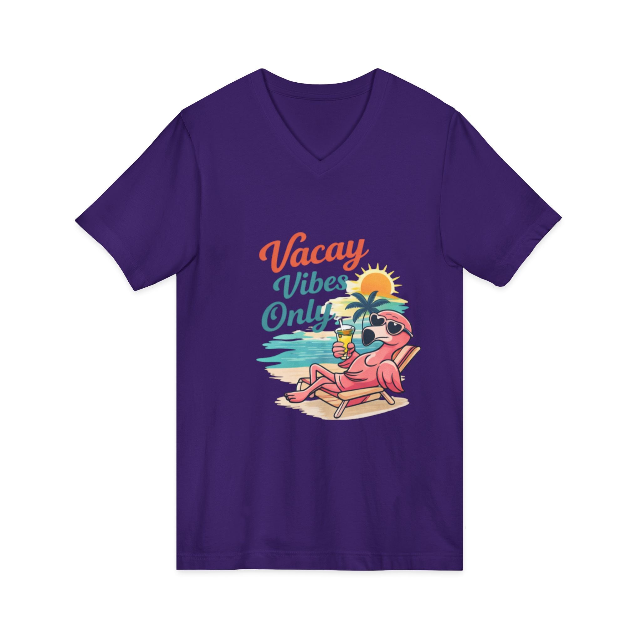 Vacay Vibes Only V‑Neck Tee — Beach Vacation Graphic T-Shirt