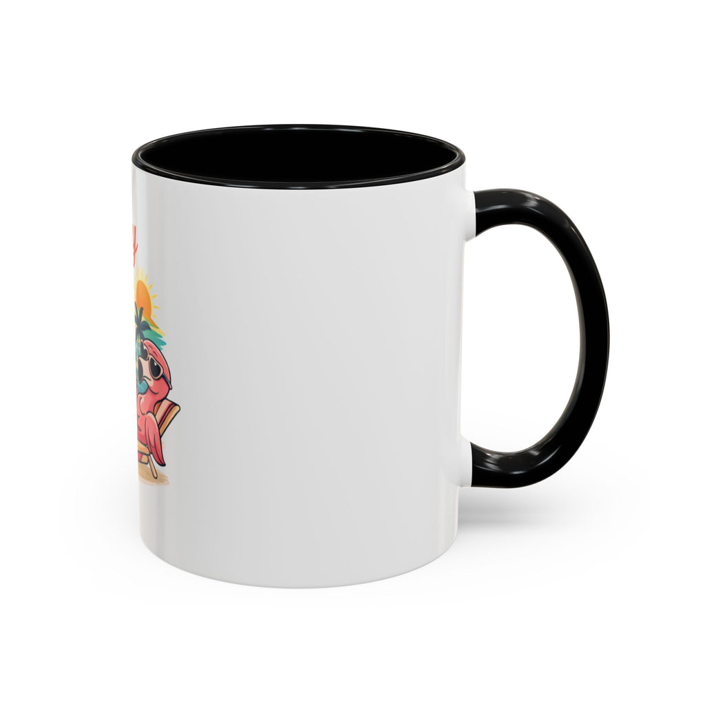Vacay Vibes Only Accent Coffee Mug — Tropical Flamingo Beach Coffee Cup