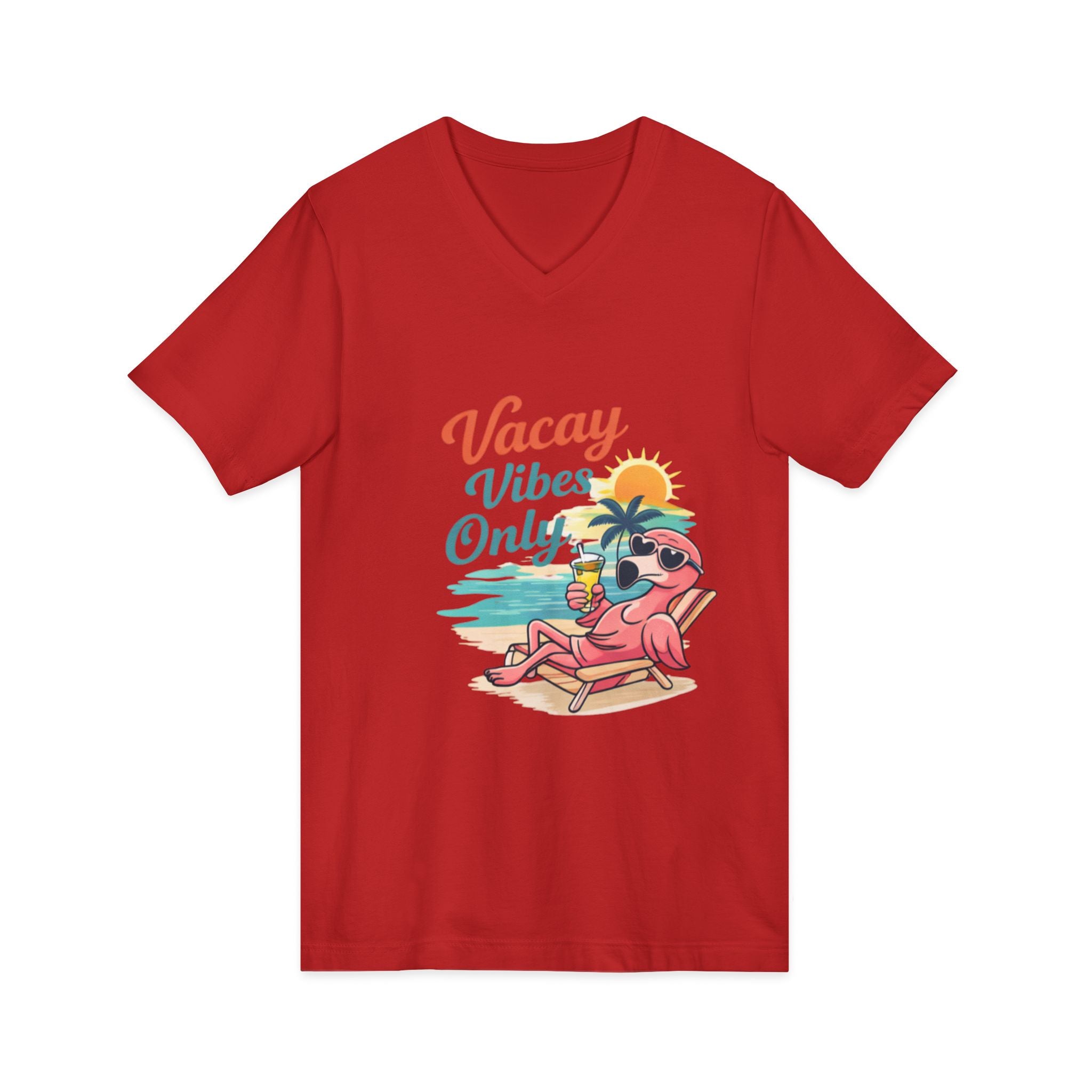 Vacay Vibes Only V‑Neck Tee — Beach Vacation Graphic T-Shirt