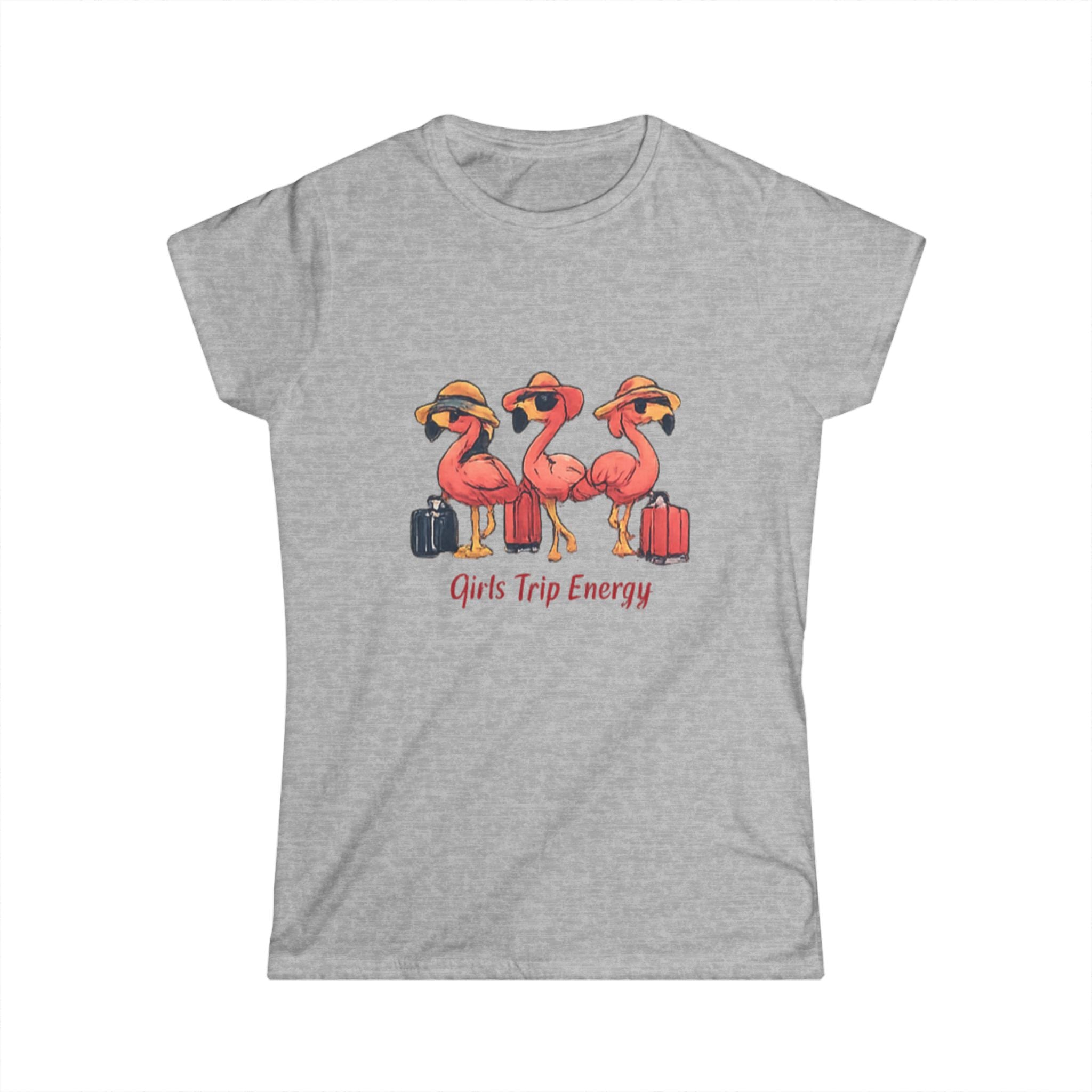 Women's Tee — "Girls Trip Energy" Flamingo Vacation Shirt