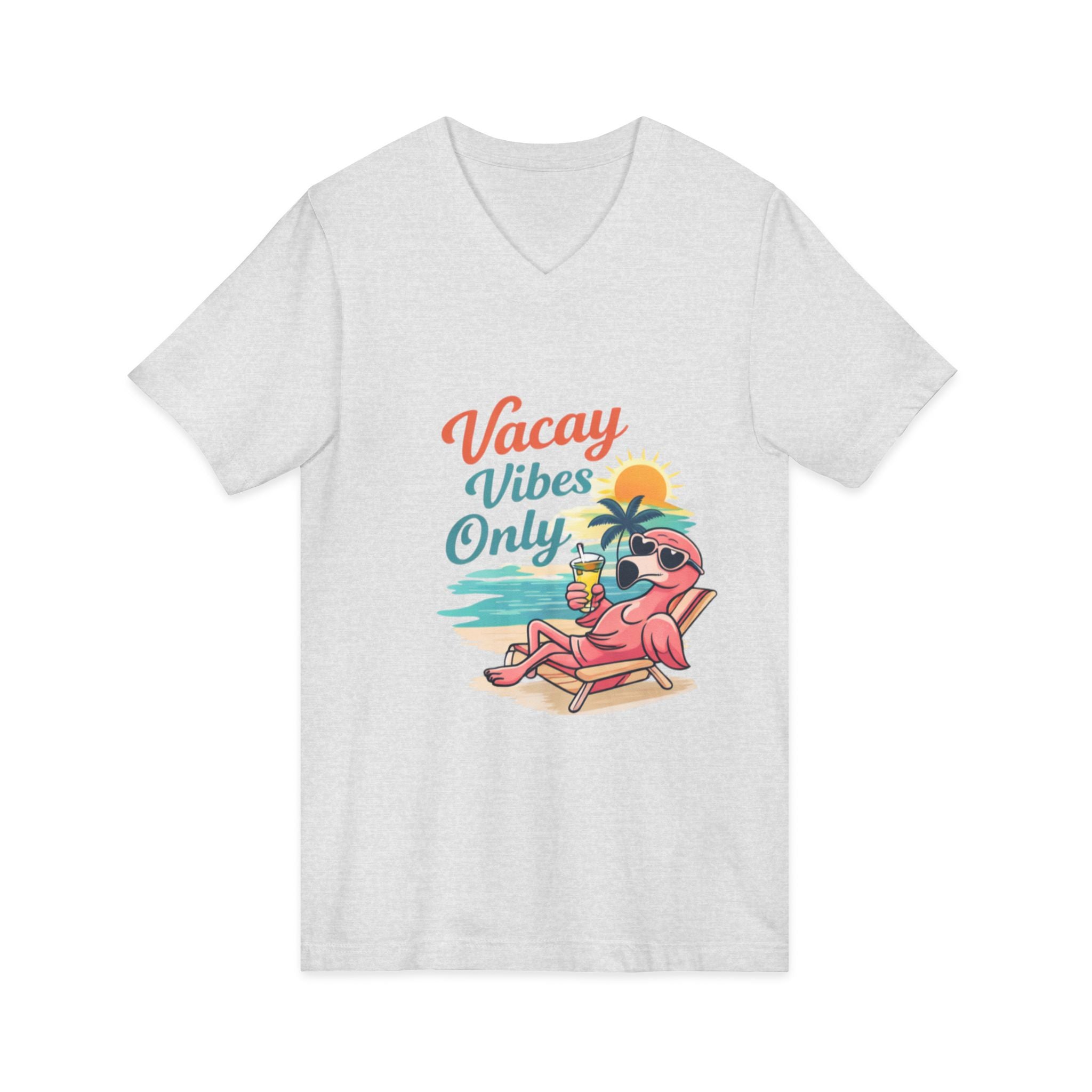 Vacay Vibes Only V‑Neck Tee — Beach Vacation Graphic T-Shirt