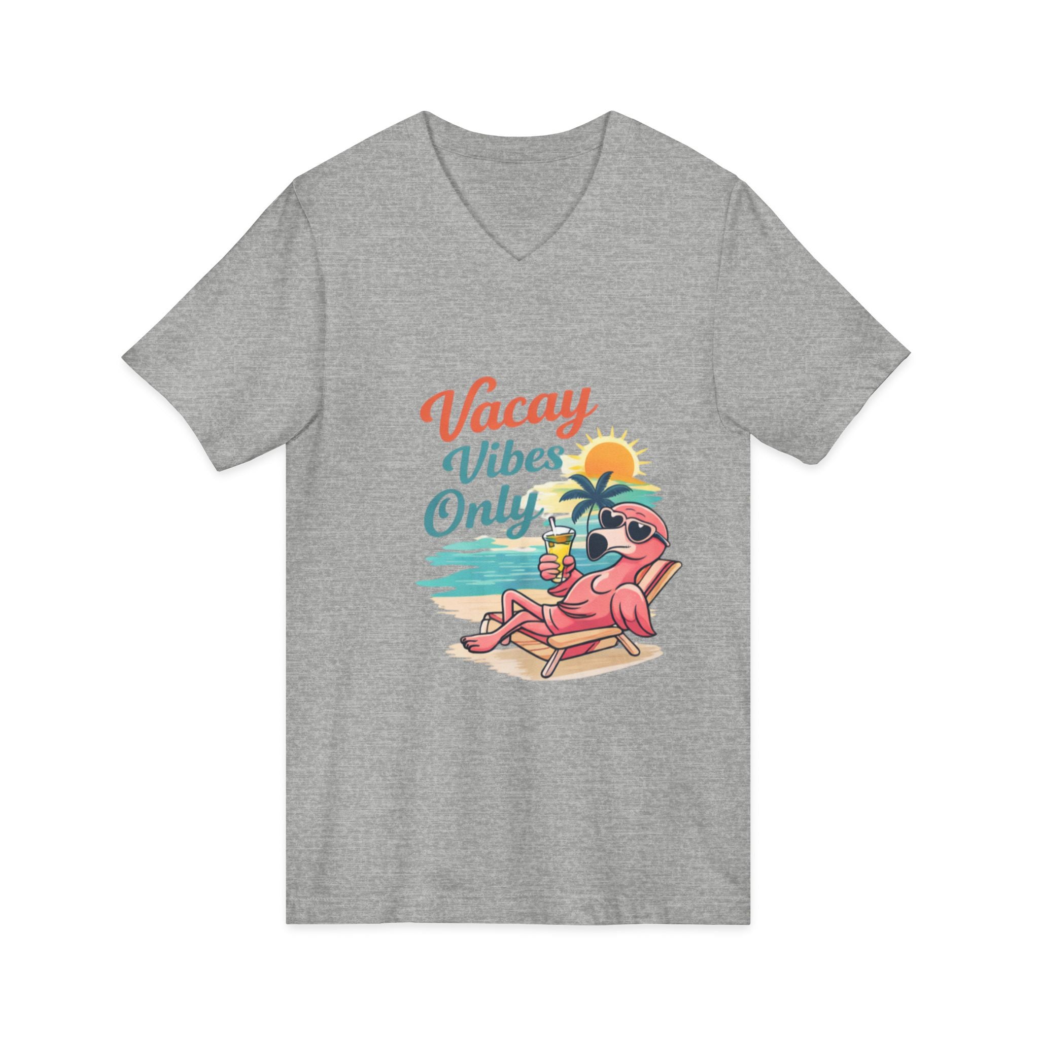 Vacay Vibes Only V‑Neck Tee — Beach Vacation Graphic T-Shirt