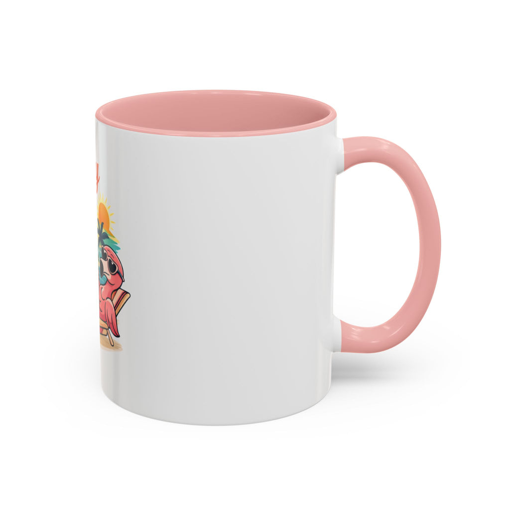 Vacay Vibes Only Accent Coffee Mug — Tropical Flamingo Beach Coffee Cup