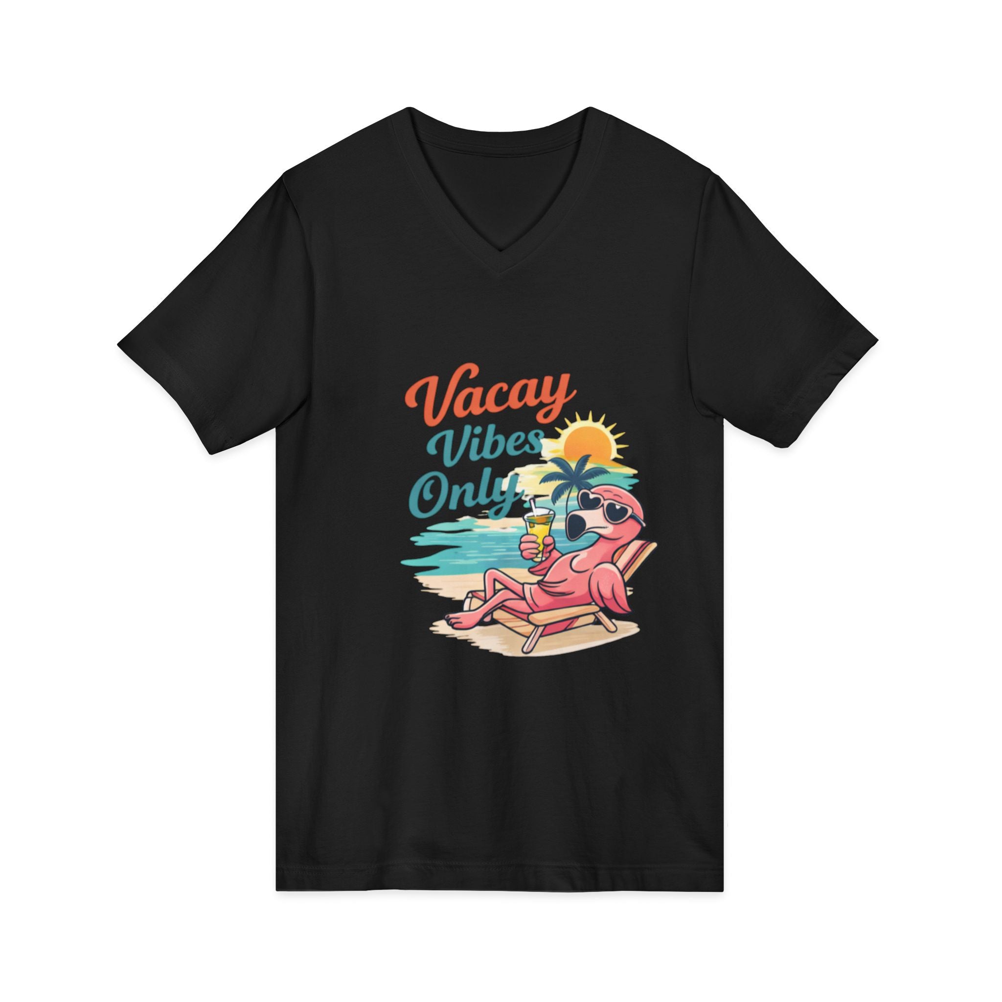 Vacay Vibes Only V‑Neck Tee — Beach Vacation Graphic T-Shirt