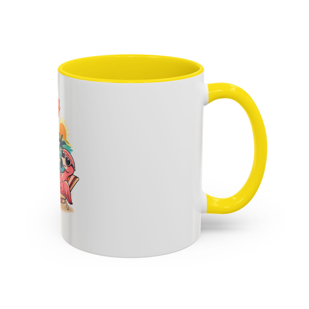 Vacay Vibes Only Accent Coffee Mug — Tropical Flamingo Beach Coffee Cup