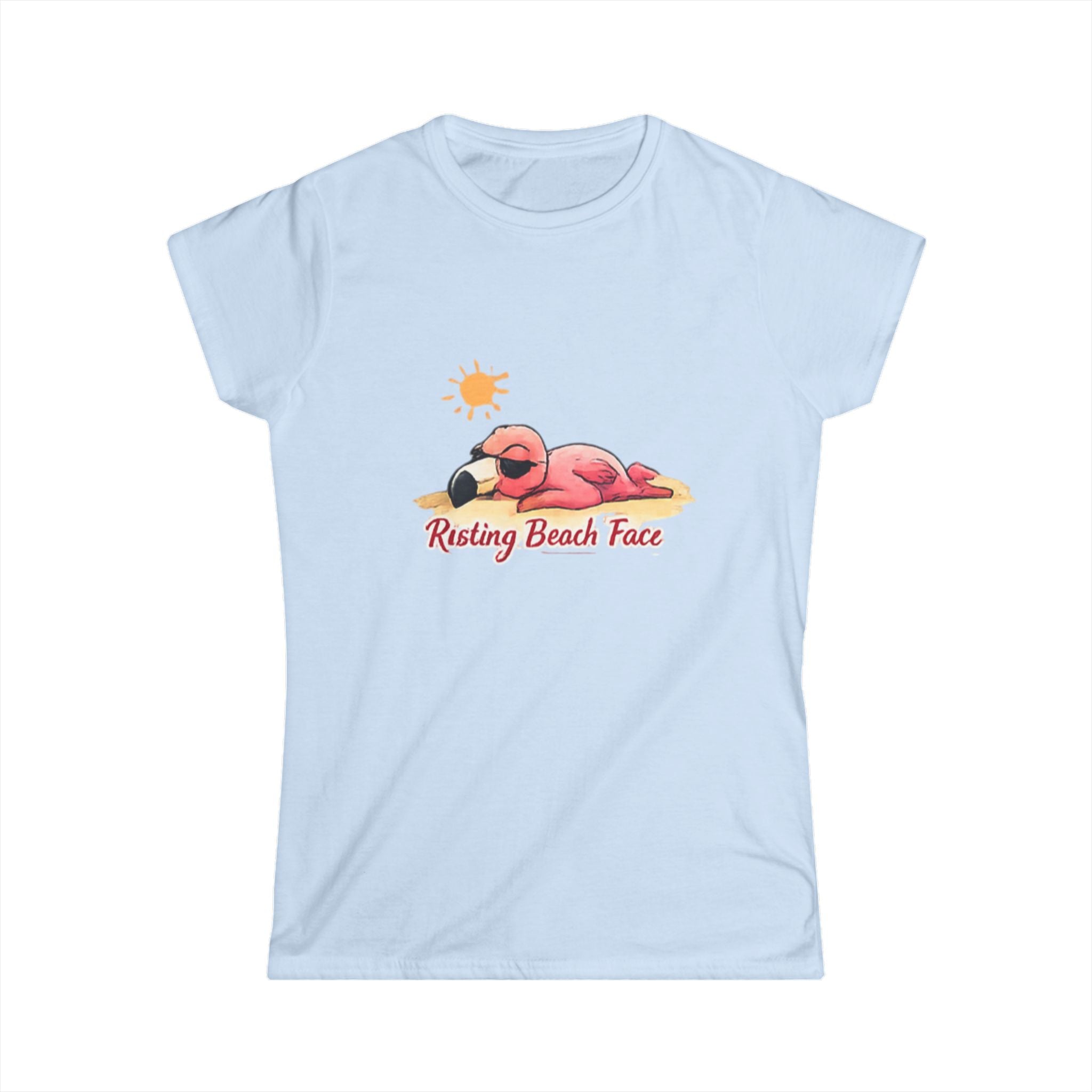 Resting Beach Face Women’s Tee — Cute Flamingo Sun Graphic